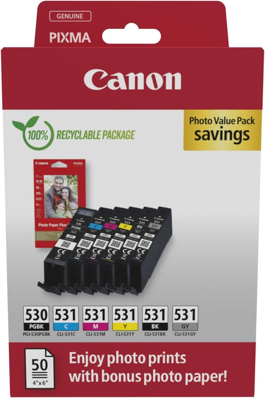 Canon PGI 530CLI 531 BKC/ /YGY Photo Value Pack - vue 7
