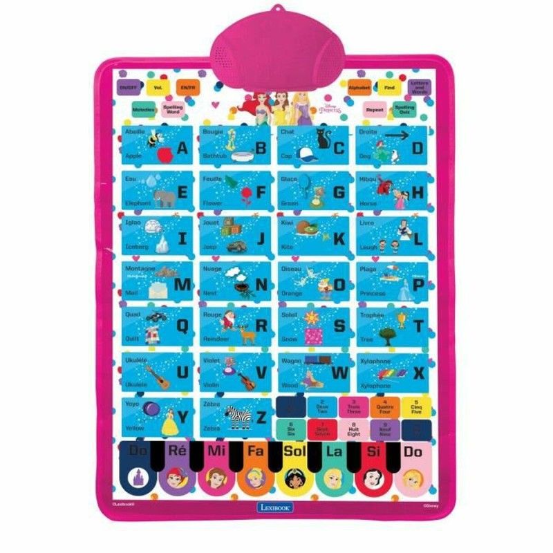 Un poster éducatif parlant bilingue FREN pour apprendre ’alphabet du vocabulaire et ’orthographe avec les Princesses Disney ! - vue 2