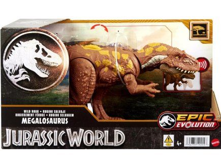 coffret Jurassic World Dinosaure Megalosaurus 30 cm avec son Epic Evolution Rugissement Feroce Set Figurine articulée et carte