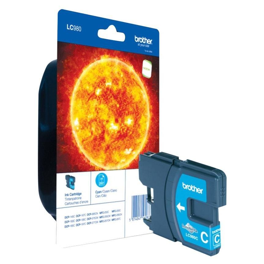Brother LC980CBP - Cyan - original - blister - cartouche d'encre - pour Brother DCP-145, 163, 165, 195, 365, 373, 375, 377, MFC-250, 255, 290, 295, 297
