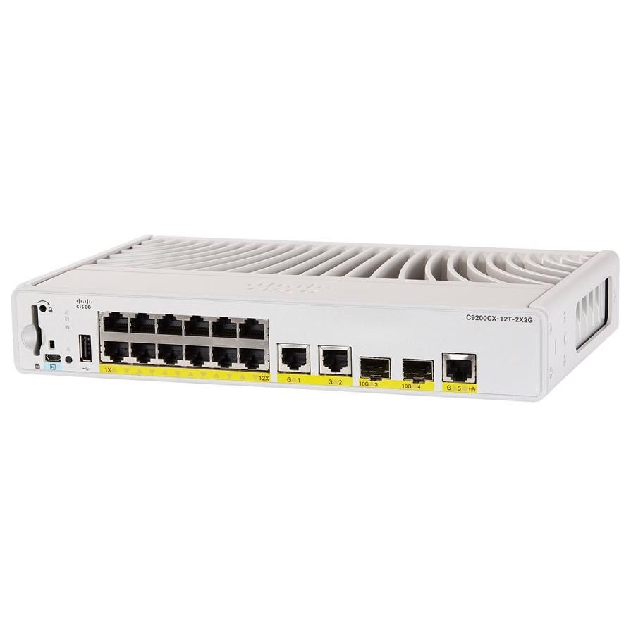 Cisco C9200CX 12T 2X2G A commutateur réseau Géré Gigabit Ethernet 101001000 Connexion Ethernet supportant 'alimentation via ce port PoE Neuf - vue 2