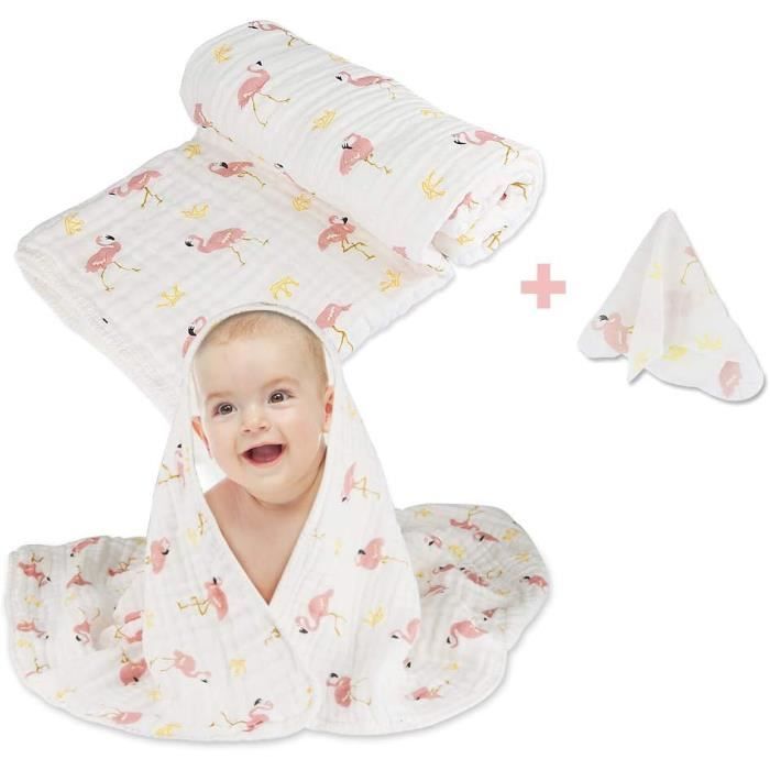  - Couverture Emmaillotage Bebe, Mousseline Lange Couverture, 110x110 Cm Bébé Swaddle, Respirant Coton Couverture Pour Garçons Ou Fille.