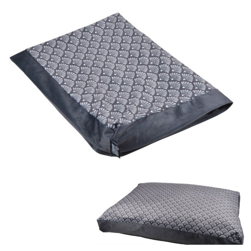 Comparer les prix de Housse coussin pour animaux rectangle à motifs new art - Bords en velours - Gris - L 80 x l 60 cm