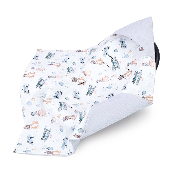  - Couverture Bébé Siège Bébé - Couverture Landau 90x90 Cm Couverture Siège Pour Auto Avec Coton Piqué Gaufré Ballons Gris