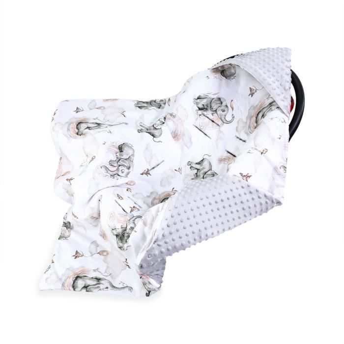  - Couverture Enveloppante Pour Siège Bébé - Totsy Baby - Éléphant Gris - Hiver - Coton Minky - 90x90cm