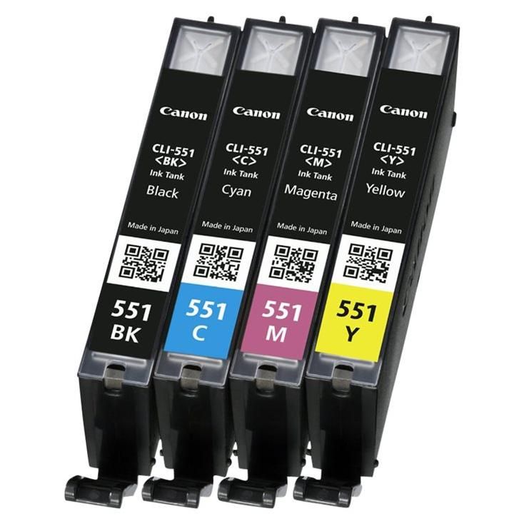 Canon CLI-551 C/M/Y/BK Multipack - Pack de 4 - 7 ml - noir, cyan, magenta, jaune - original - boîte de suspension - réservoir d'encre - pour PIXMA iP7250, iP8750, iX6850, MG5550, MG5650, MG6450...