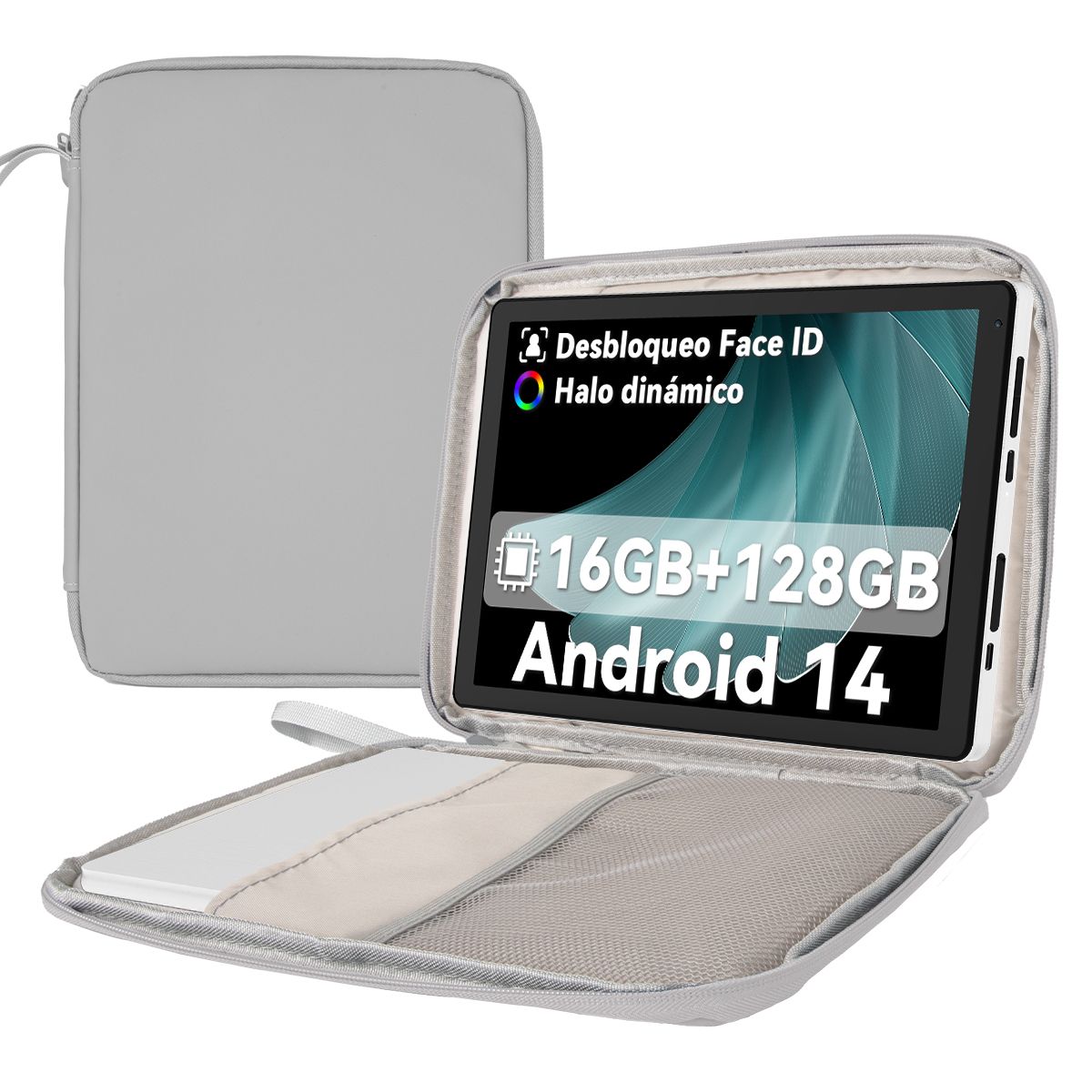 Tablette 10.4 Pouces Android 14 Octa Core Processeur RAM ROM TF Écran Tactile IPS HD 1280x800 Double Caméra 5MP+8MP 5G2.4G WiFi BT 5.0 5000mAh avec Sac d'ordinateur