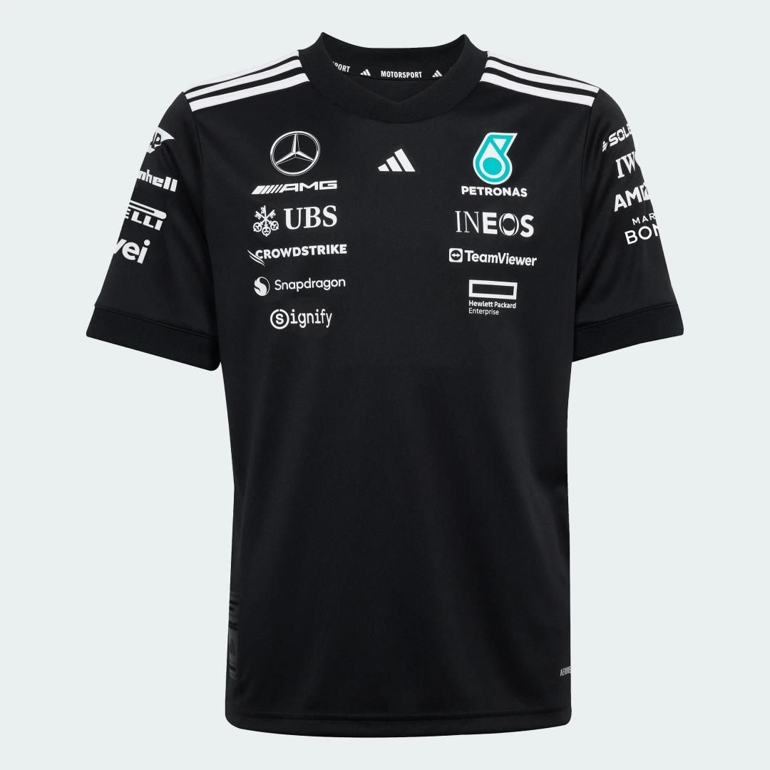 maillot pilote mercedes - amg petronas formula one team adidas - black / white - 9-10a - 9-10 ans