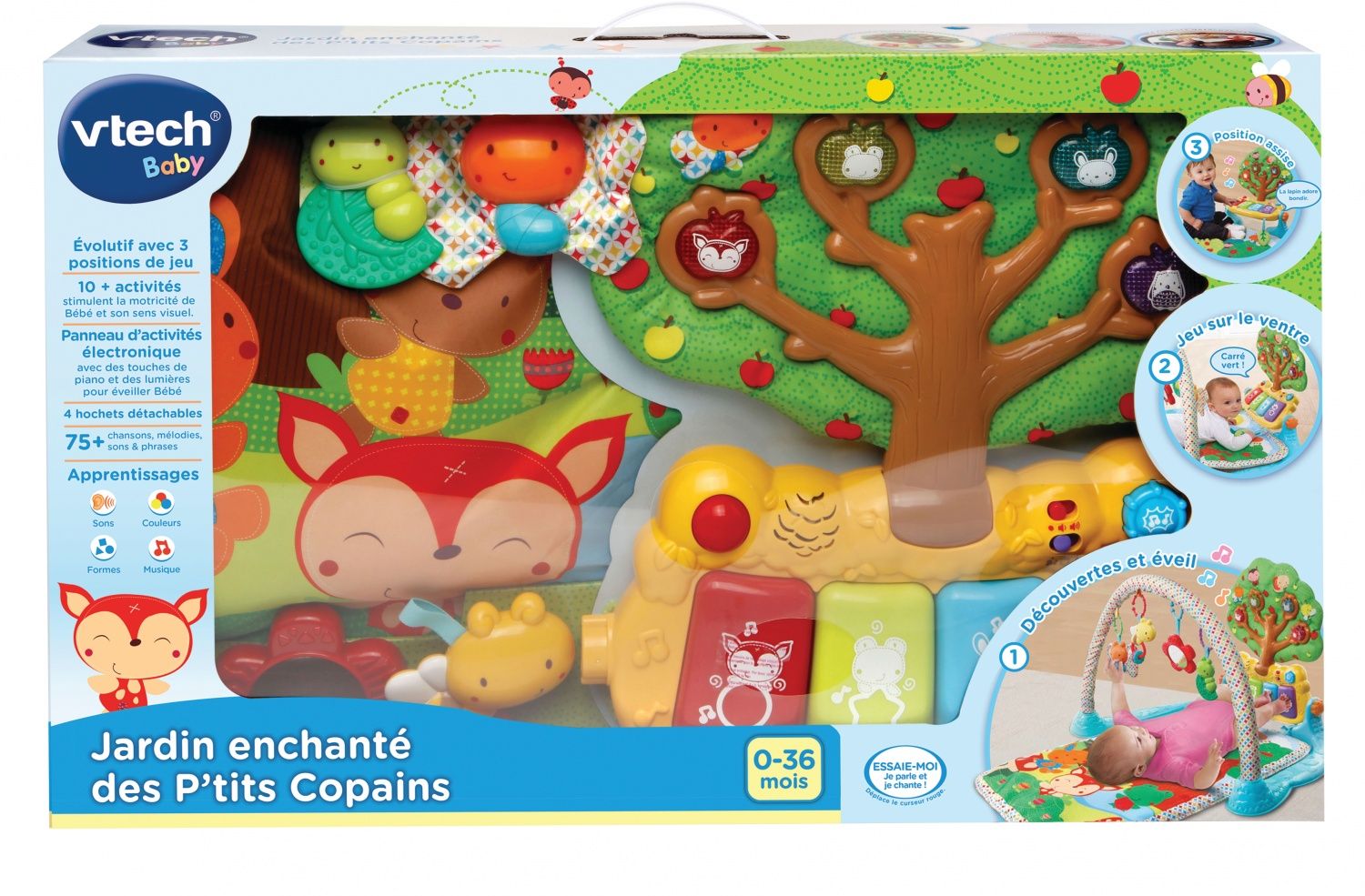 VTech Jardin Enchanté des P'tits Copains Tapis d'Éveil Bébé Jeu Musical et Évolutif Jouet d'Activité et de Développement Piano Interactif Hochets Cadeau de Naissance Contenu en Français - vue 2