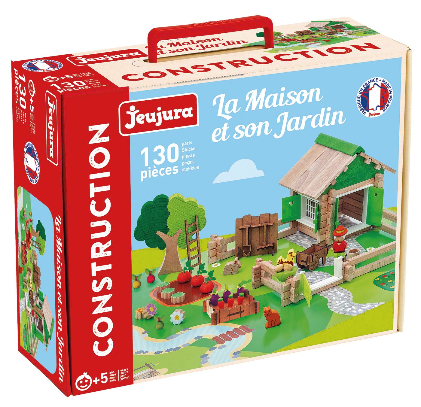 Jeu de Construction Maison et Jardin JEUJURA Bois Naturel 135 Pièces