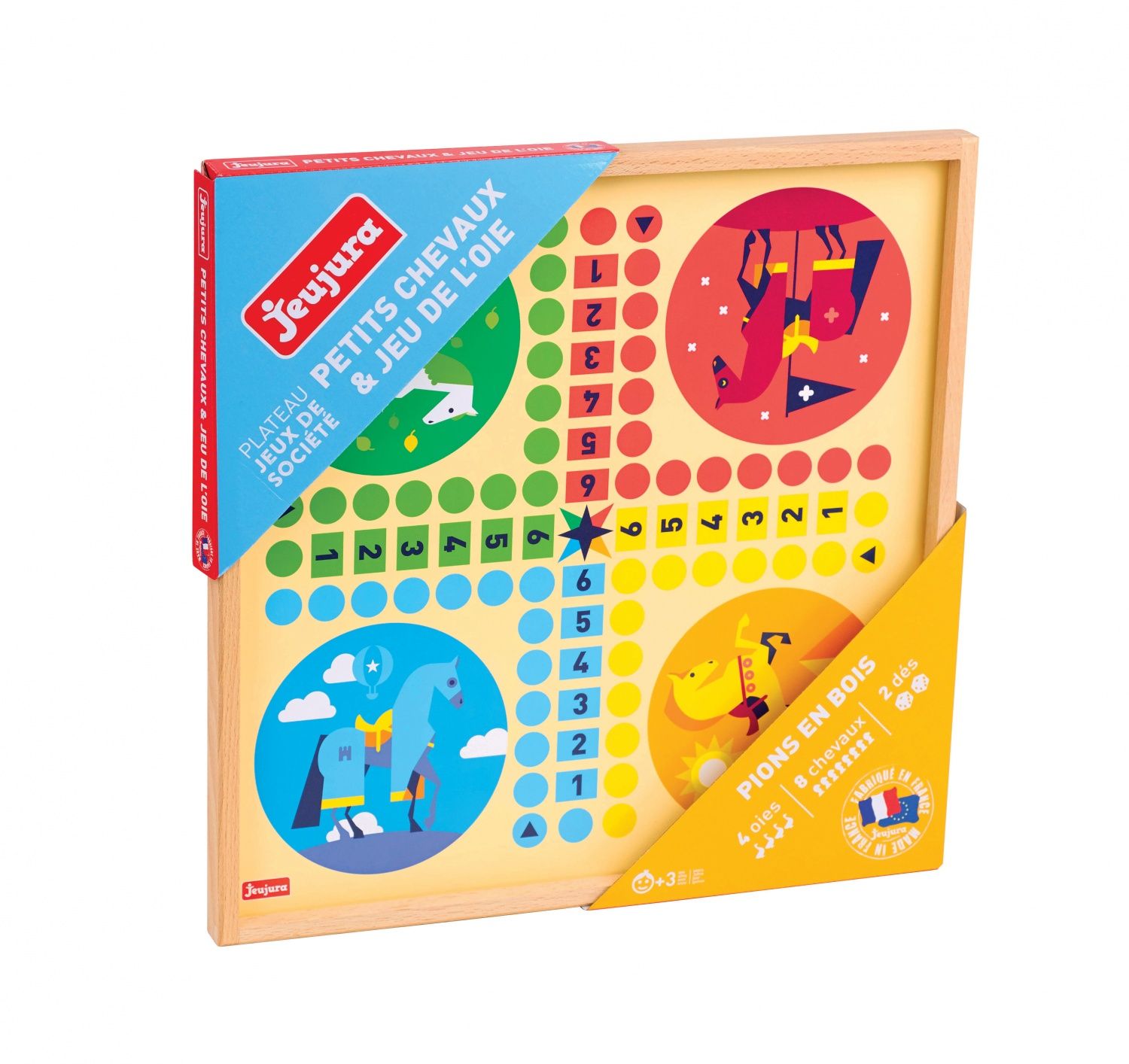 JEUJURA Jeux de 'oie et petits chevaux Plateau en bois - vue 5