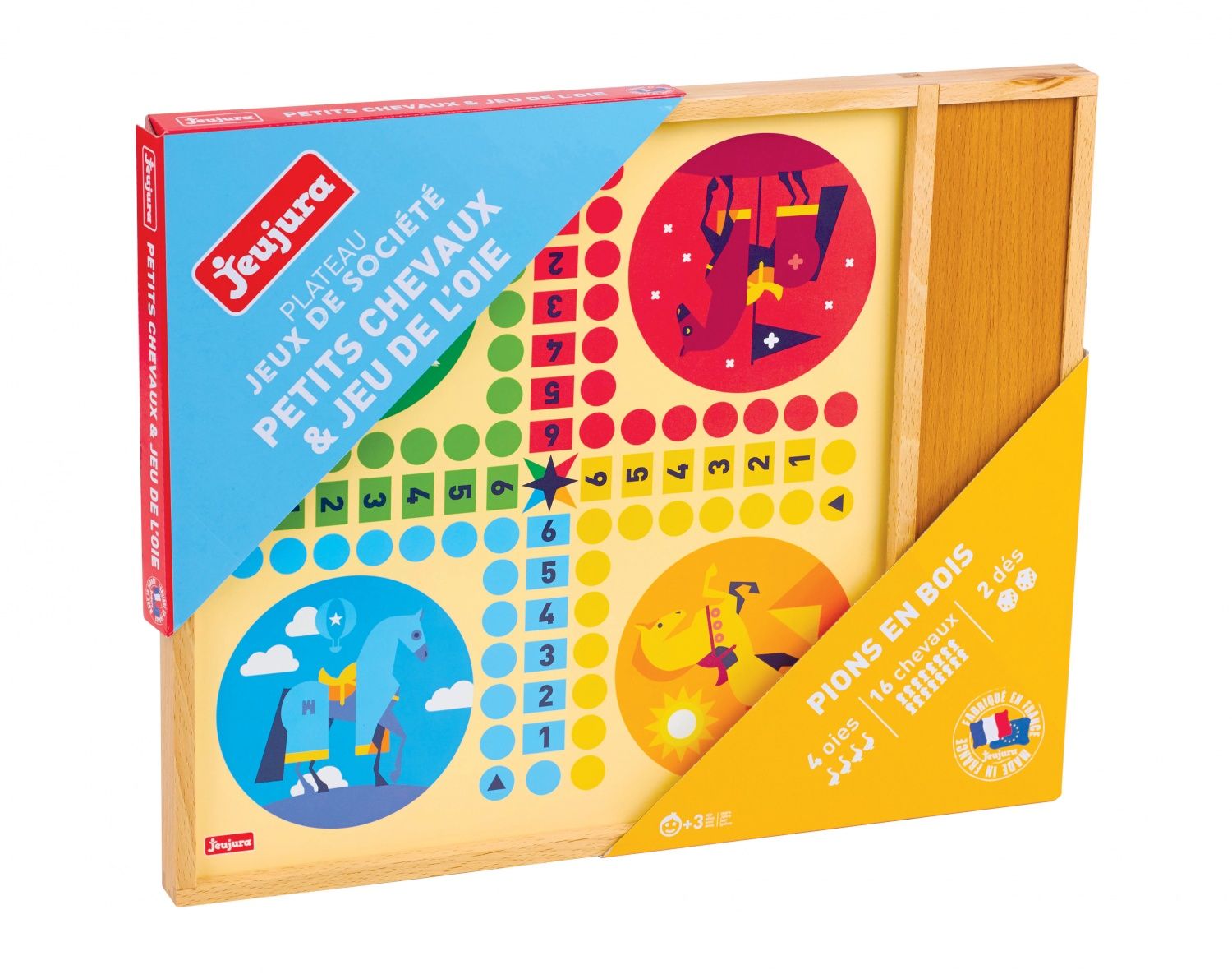 JEUJURA Jeux de 'oie et petits chevaux Plateau en bois - vue 4