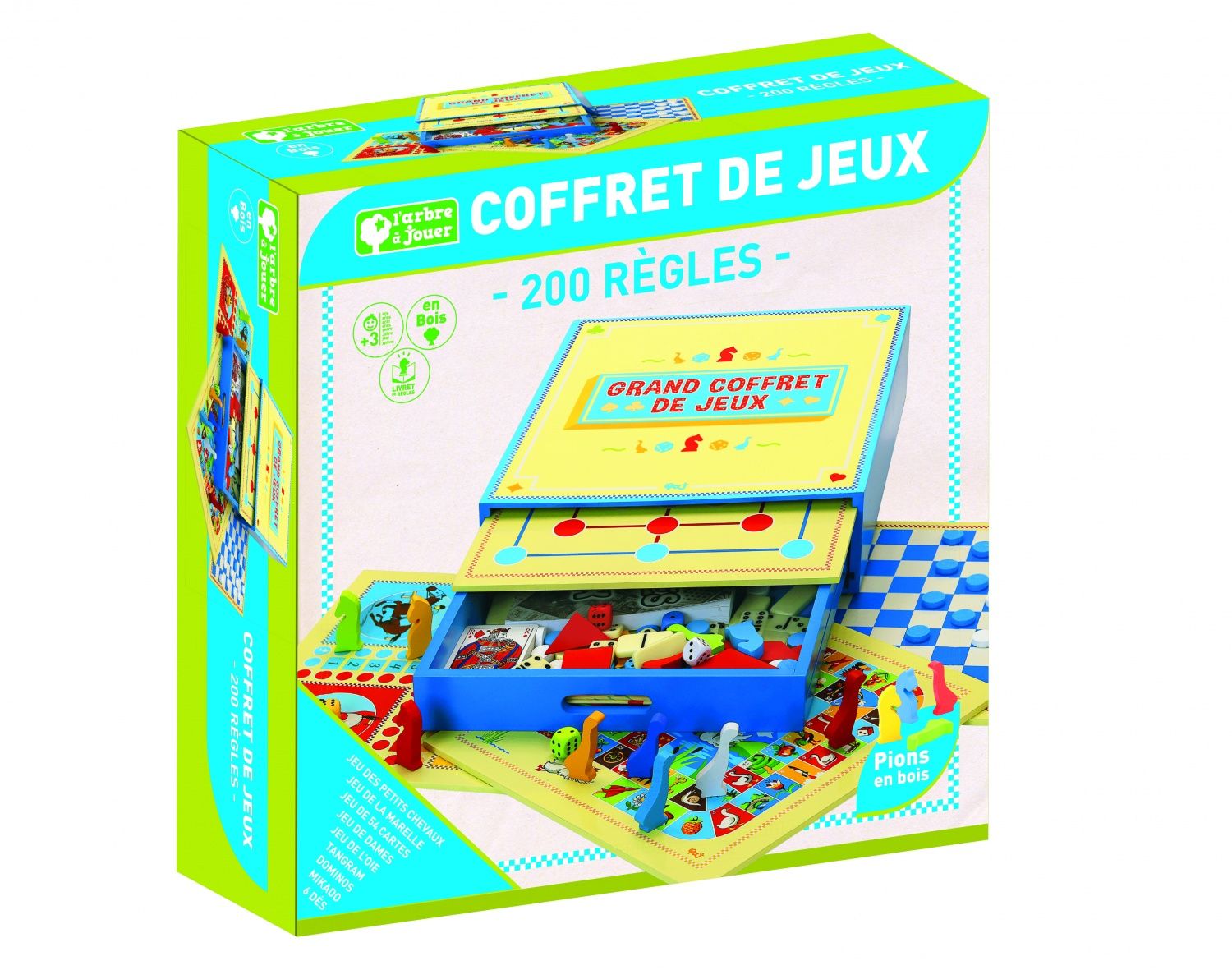 Jeu de société en bois 'ARBRE A JOUER Grand Coffret de Jeux 200 Règles - vue 2