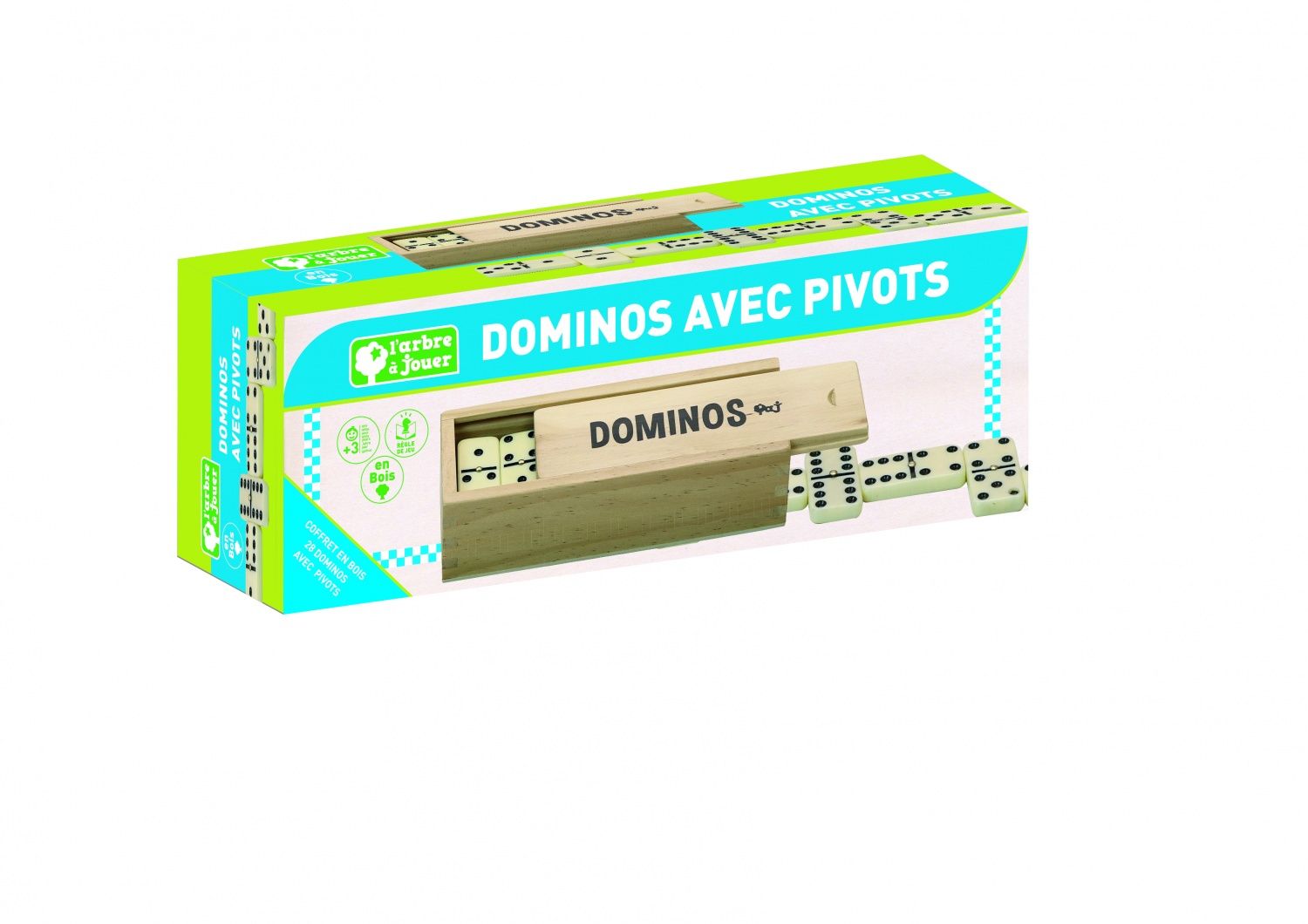 Jeu De Societe Dominos Avec Pivots - Coffret Bois