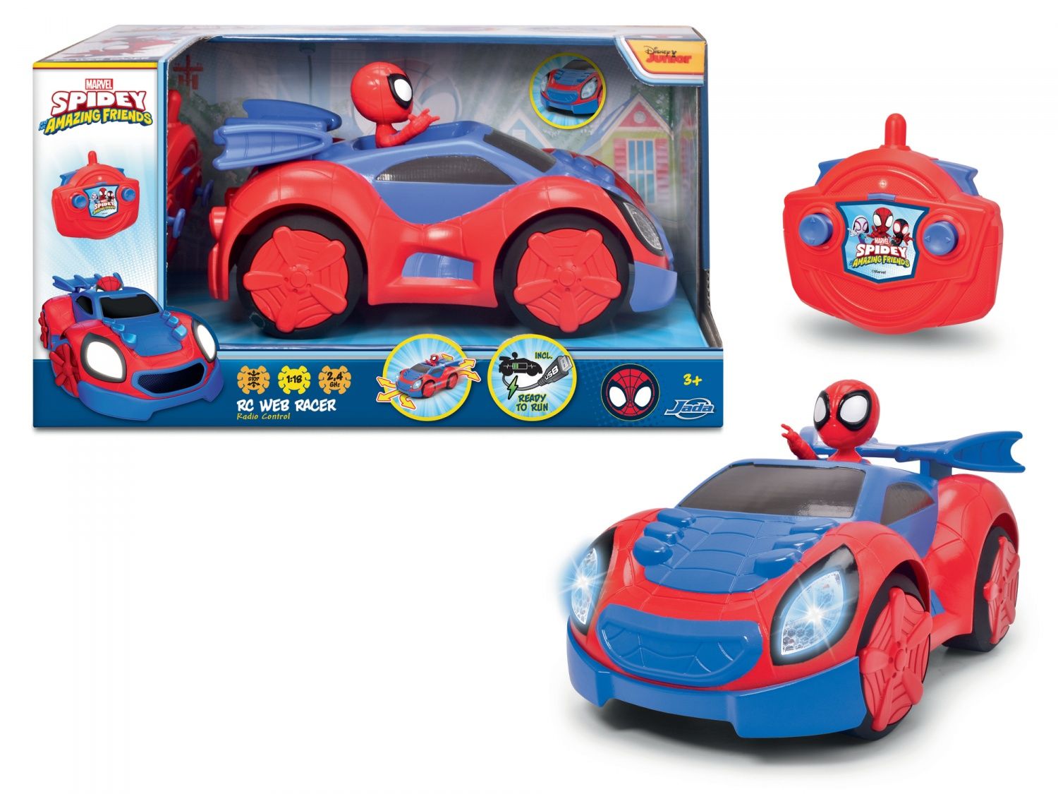 Spidey Voiture radiocommandée 27cm Fonction turbo Batterie rechargeable par cable USB