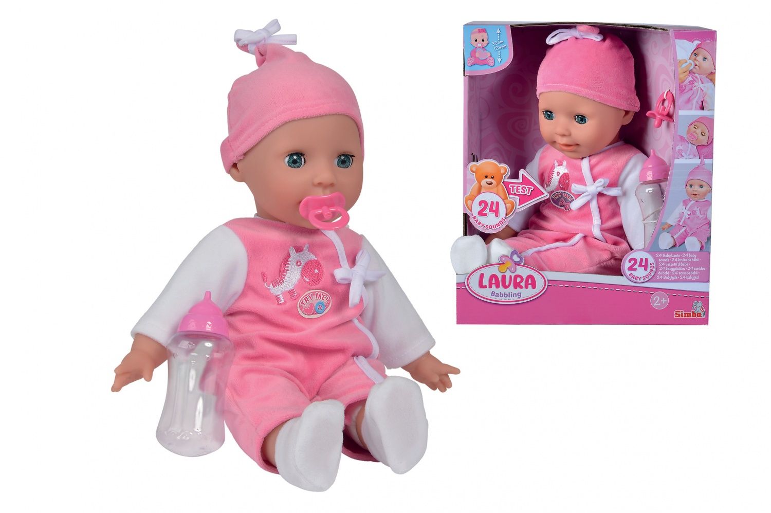 Simba Laura Poupée Parle 38cm Corps souple 24 sons Piles incluses