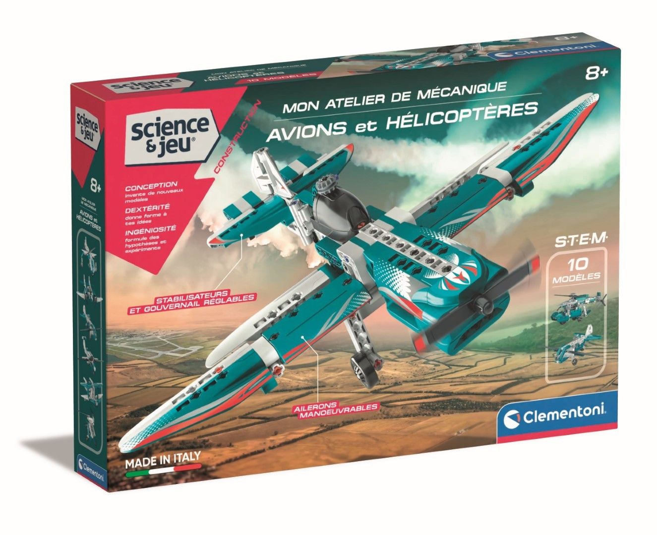 Clementoni Atelier Mécanique Avions et Hélicoptères Jeu Scientifique 52225 Taille Unique