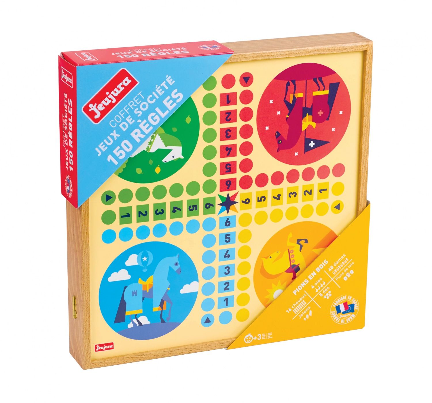JEUJURA Coffret de Jeux classiques 150 règles Pions bois - vue 5