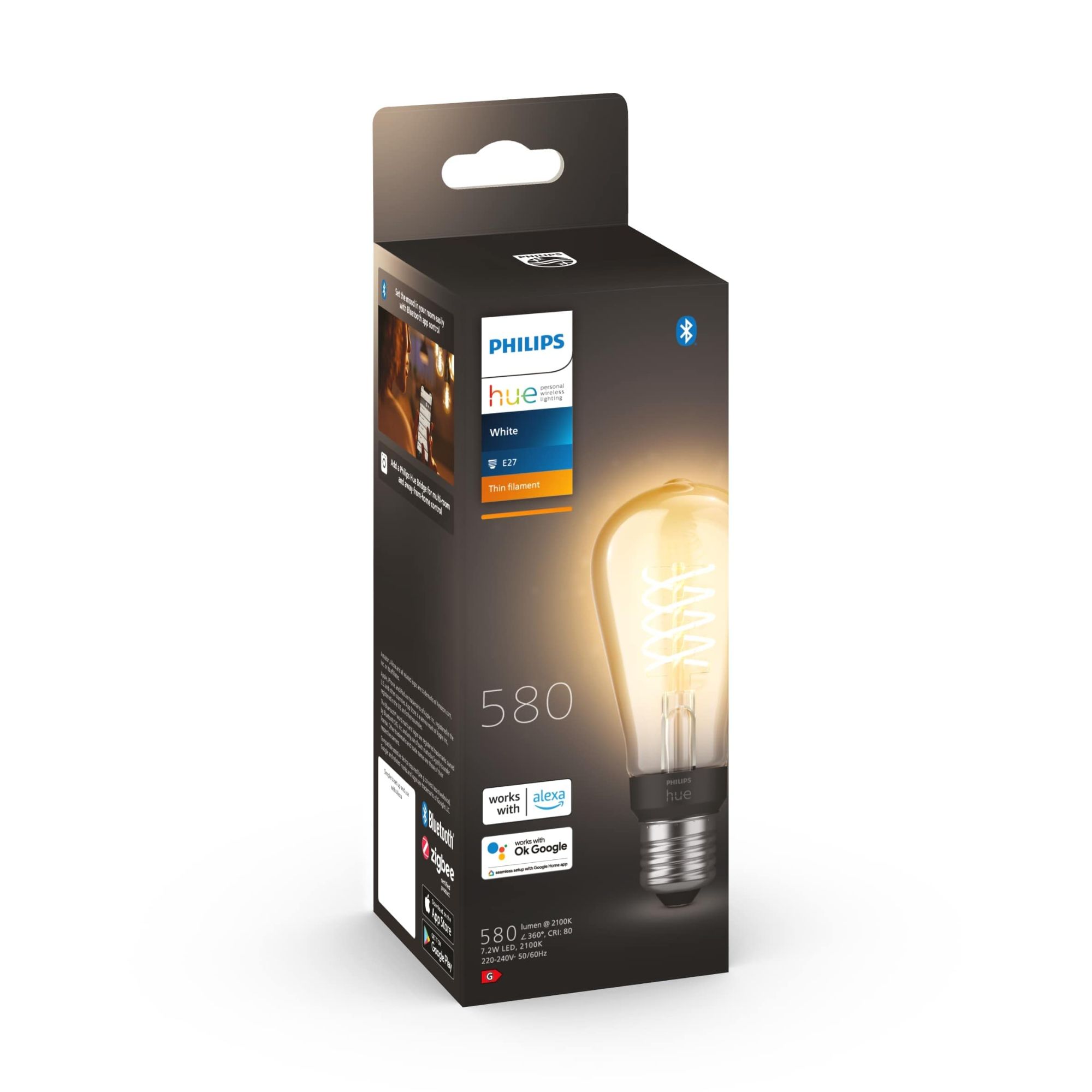 Philips Hue ST64 Filament Smart LED E27 550lm - vue 3