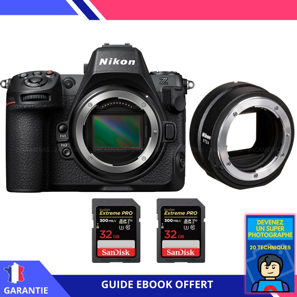 Nikon Z8 + FTZ II + 2 SanDisk Extreme PRO UHS II SDXC 300 MB/ + Ebook Devenez Un Super Photographe Appareil Photo Nikon