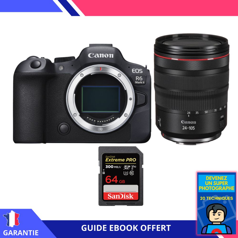 Canon EOS R6 Mark II + RF 24 105mm f4 IS USM + 1 SanDisk Extreme PRO UHS II SDXC 300 MB/ + Ebook Devenez Un Super Photographe Appareil Photo Canon - vue 3