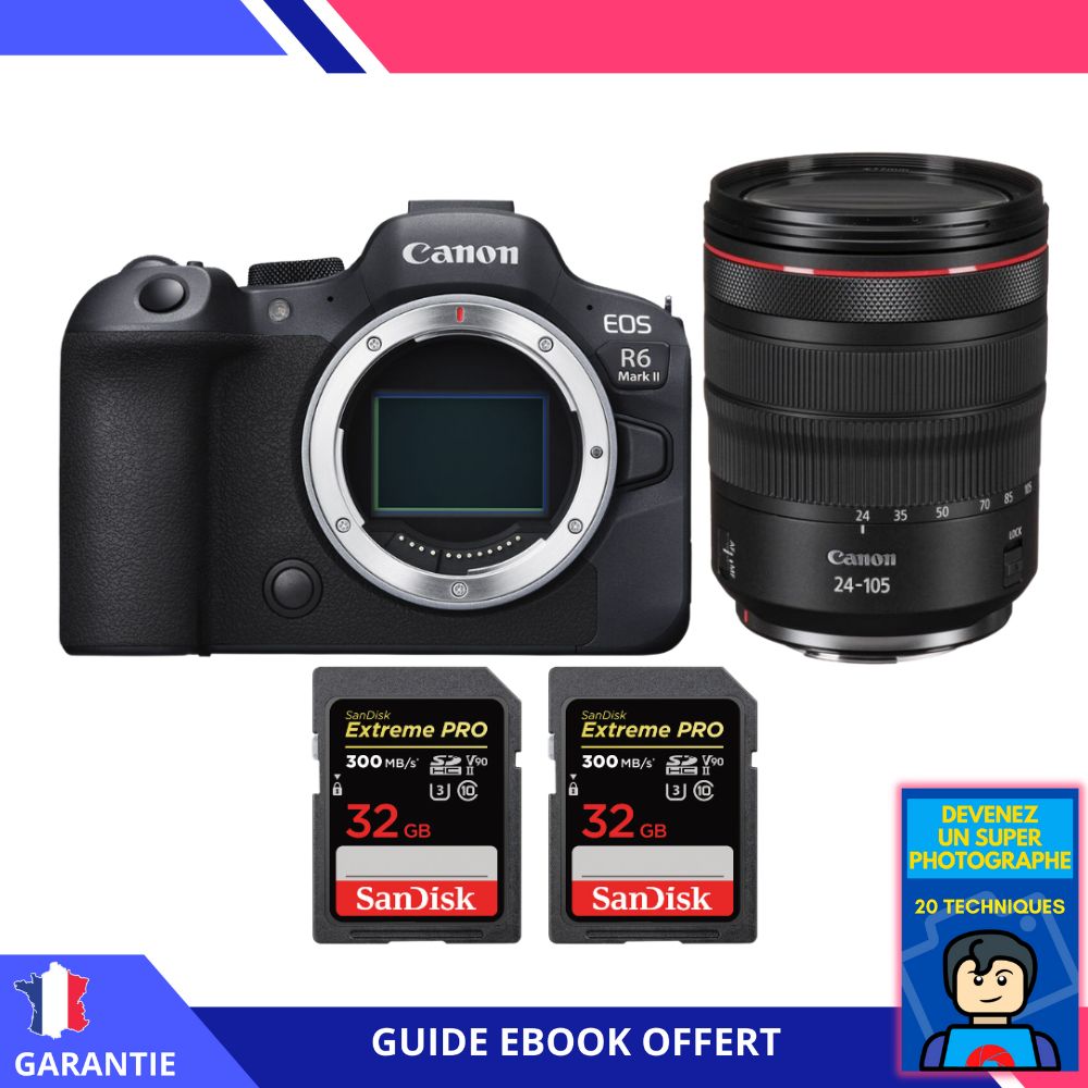 Canon EOS R6 Mark II + RF 24 105mm f4 IS USM + 2 SanDisk Extreme PRO UHS II SDXC 300 MB/ + Ebook Devenez Un Super Photographe Appareil Photo Canon - vue 2