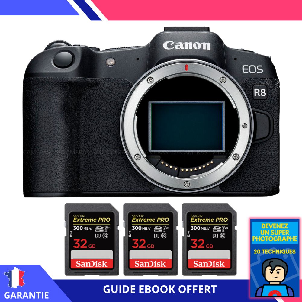 Canon EOS R8 + 3 SanDisk Extreme PRO UHS II SDXC 300 MB/ + Ebook Devenez Un Super Photographe Appareil Photo Canon - vue 2