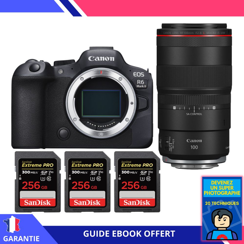 Canon EOS R6 Mark II + RF 100mm f2.8 Macro IS USM + 3 SanDisk Extreme PRO UHS II SDXC 300 MB/ + Ebook Devenez Un Super Photographe Appareil Photo Canon - vue 4