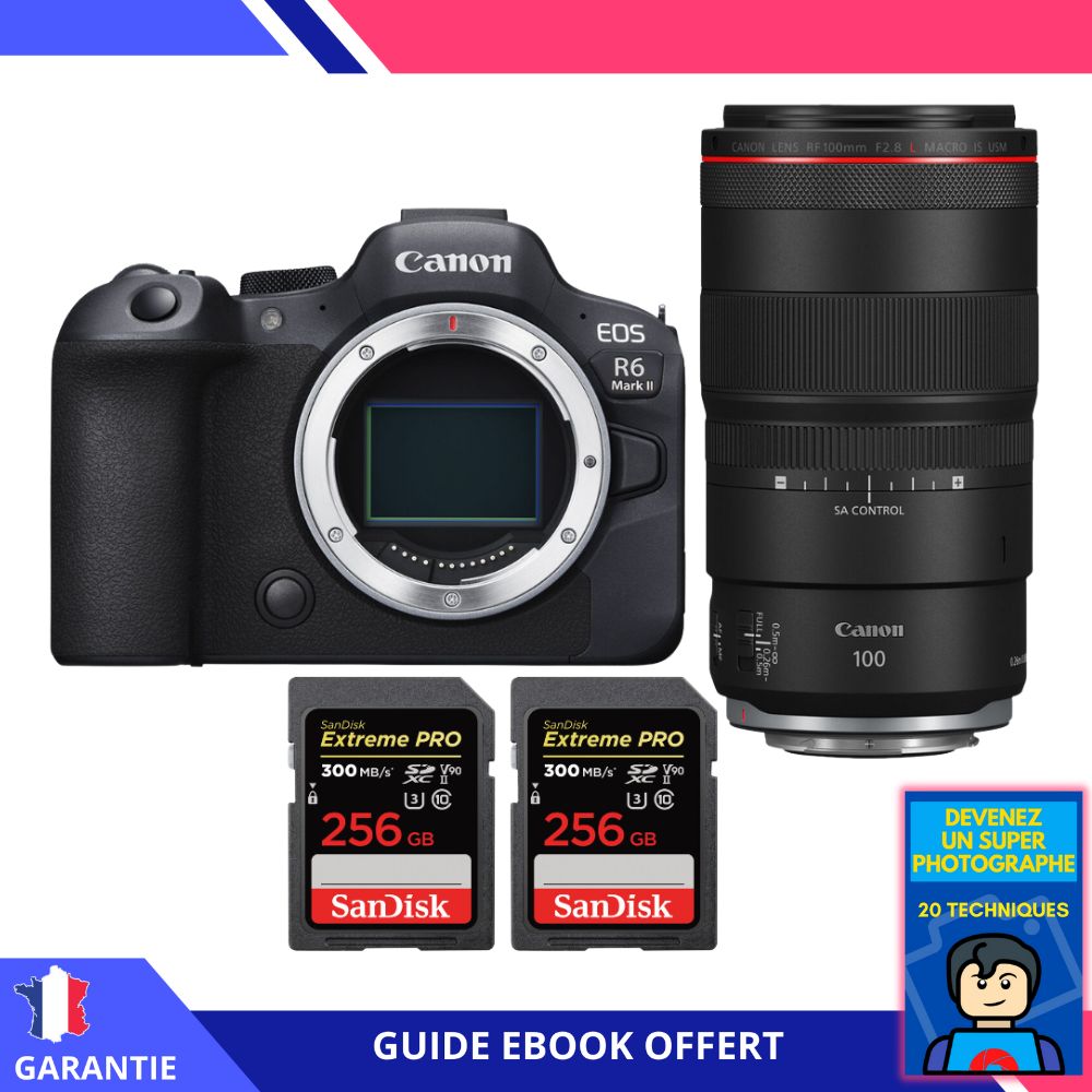 Canon EOS R6 Mark II + RF 100mm f2.8 Macro IS USM + 2 SanDisk Extreme PRO UHS II SDXC 300 MB/ + Ebook Devenez Un Super Photographe Appareil Photo Canon - vue 3