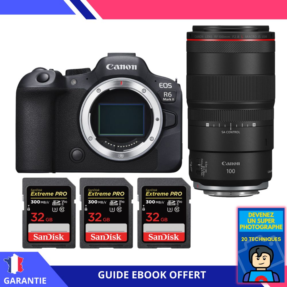 Canon EOS R6 Mark II + RF 100mm f2.8 Macro IS USM + 3 SanDisk Extreme PRO UHS II SDXC 300 MB/ + Ebook Devenez Un Super Photographe Appareil Photo Canon - vue 3
