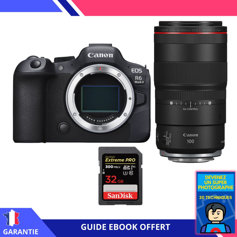 Canon EOS R6 Mark II + RF 100mm f2.8 Macro IS USM + 1 SanDisk Extreme PRO UHS II SDXC 300 MB/ + Ebook Devenez Un Super Photographe Appareil Photo Canon - vue 4