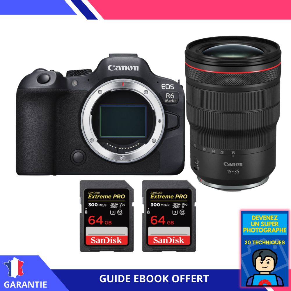 Canon EOS R6 Mark II + RF 15 35mm f2.8 IS USM + 2 SanDisk Extreme PRO UHS II SDXC 300 MB/ + Ebook Devenez Un Super Photographe Appareil Photo Canon - vue 2