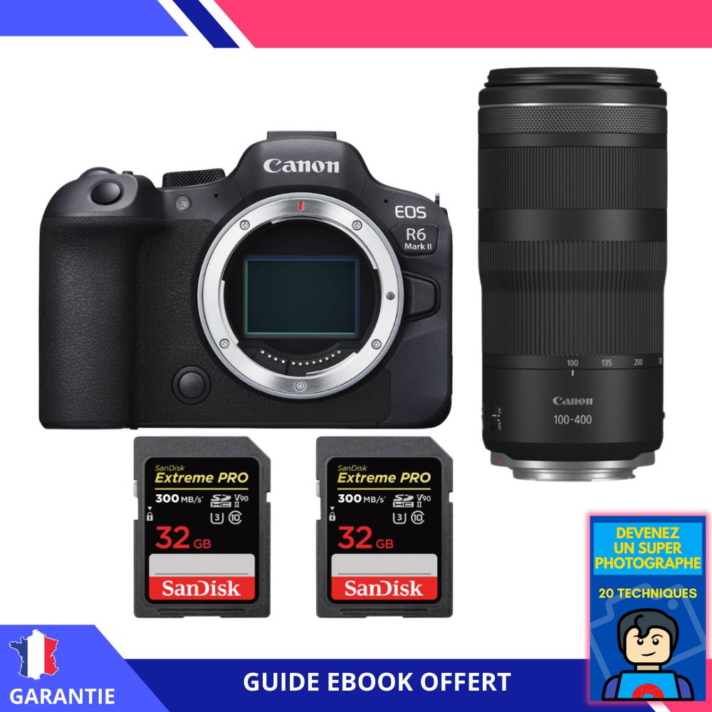 Canon EOS R6 Mark II + RF 100 400mm f5.6 8 IS USM + 2 SanDisk Extreme PRO UHS II SDXC 300 MB/ + Ebook Devenez Un Super Photographe Appareil Photo Canon - vue 3