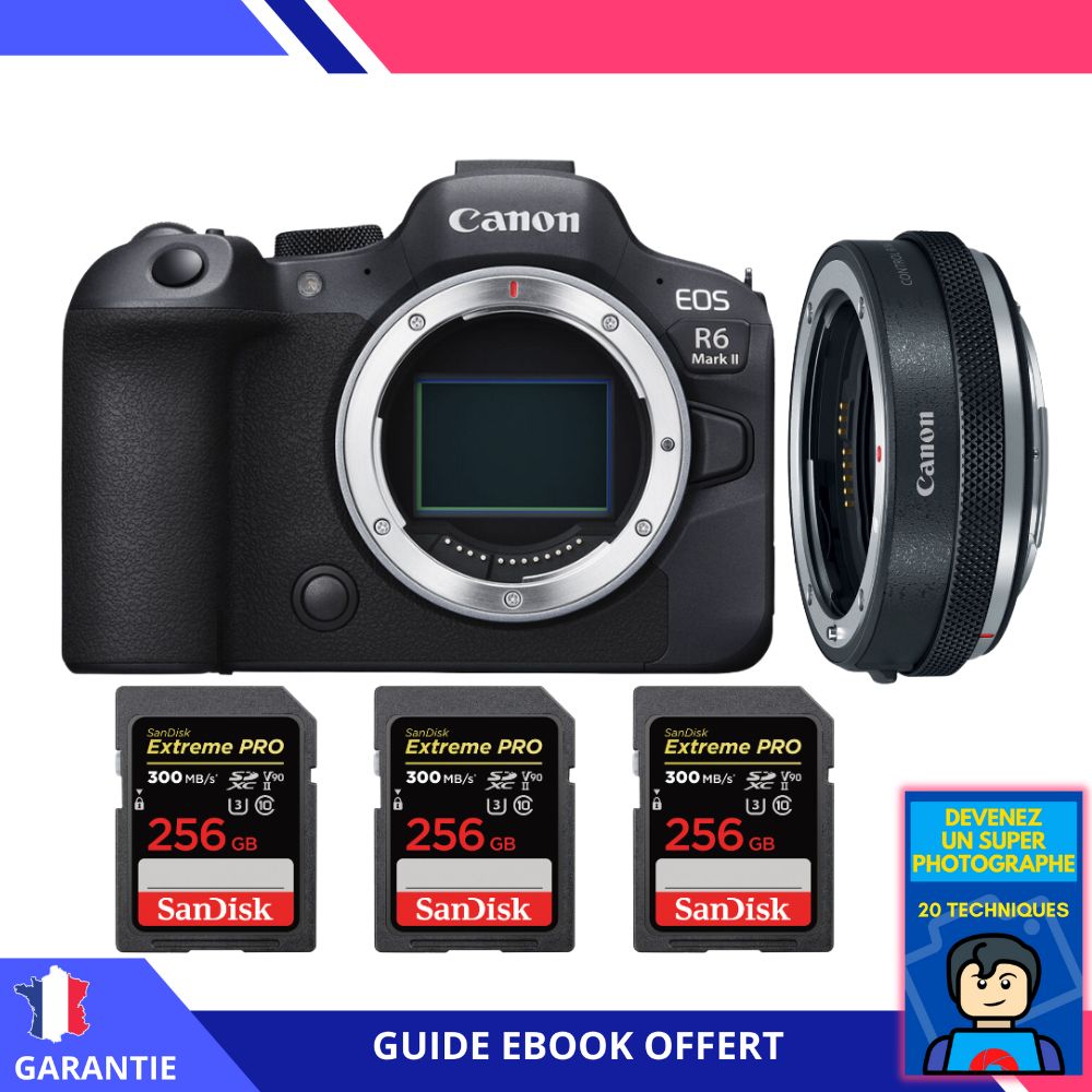 Canon EOS R6 Mark II + Canon EF EOS R Premium + 3 SanDisk Extreme PRO UHS II SDXC 300 MB/ + Ebook Devenez Un Super Photographe Appareil Photo Canon - vue 3