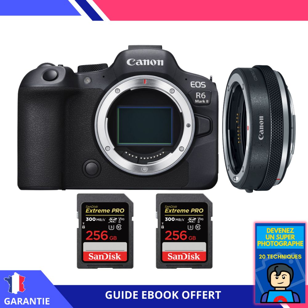 Canon EOS R6 Mark II + Canon EF EOS R Premium + 2 SanDisk Extreme PRO UHS II SDXC 300 MB/ + Ebook Devenez Un Super Photographe Appareil Photo Canon - vue 3