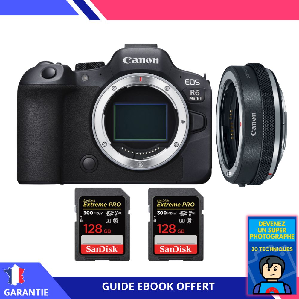 Canon EOS R6 Mark II + Canon EF EOS R Premium + 2 SanDisk Extreme PRO UHS II SDXC 300 MB/ + Ebook Devenez Un Super Photographe Appareil Photo Canon - vue 2