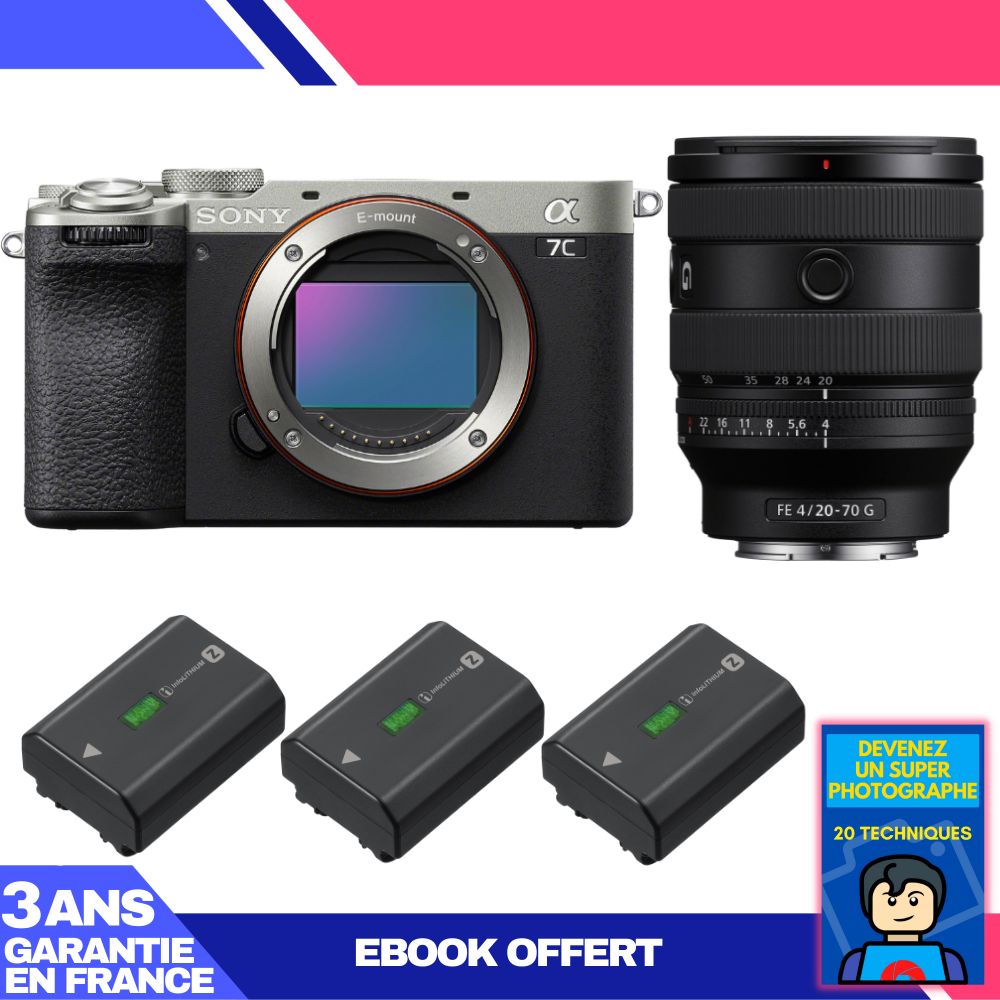 Boitier Sony A7C II + FE 20 70mm f4 G + 3 Sony NP FZ100 + Ebook 'Devenez Un Super Photographe