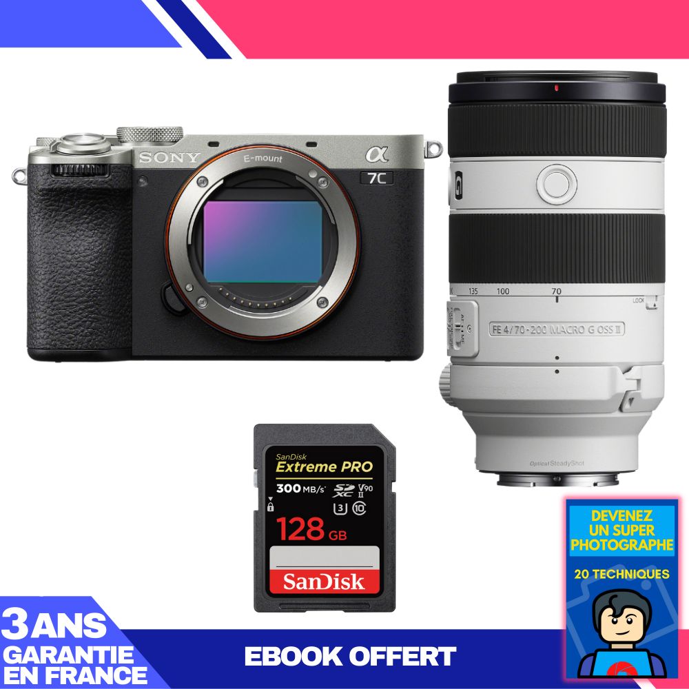 Boitier Sony A7C II + FE 70 200mm f4 Macro G OSS II + 1 SanDisk Extreme PRO UHS II SDXC 300 MB/ + Ebook 'Devenez Un Super Photographe - vue 3
