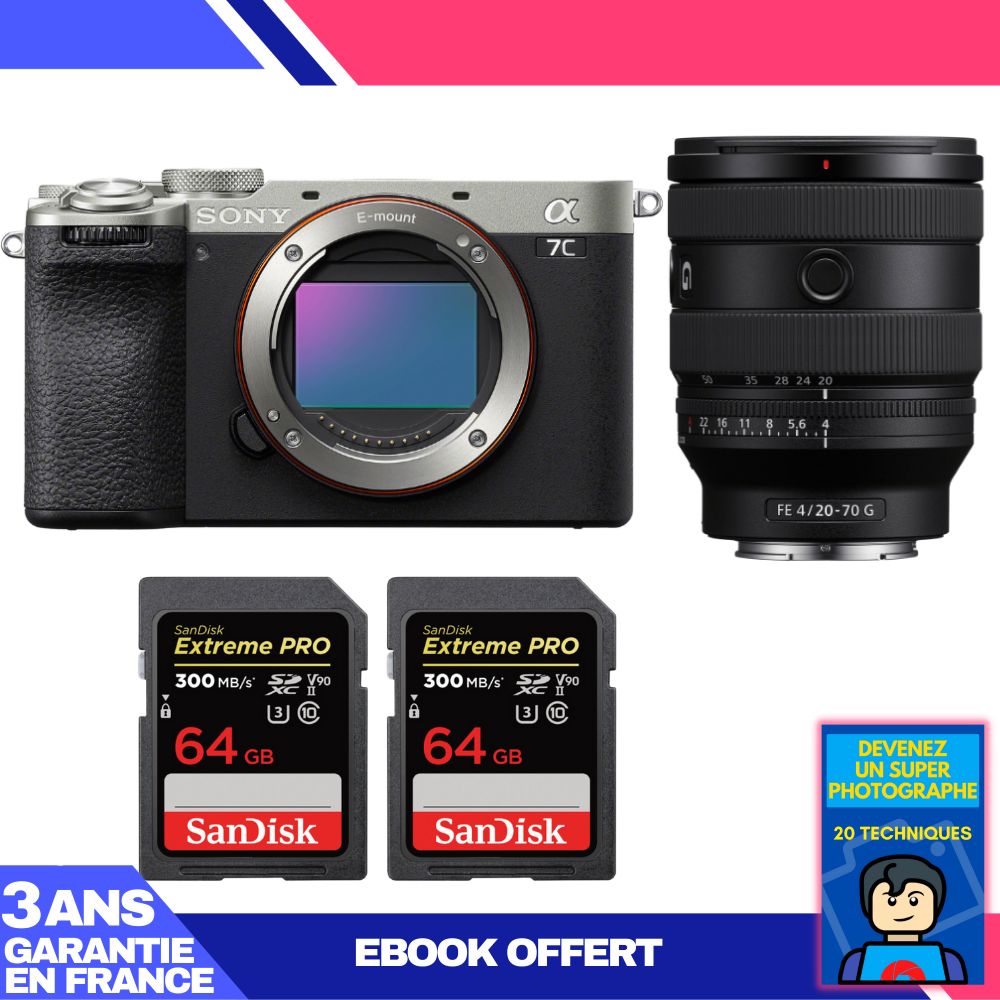 Boitier Sony A7C II + FE 20 70mm f4 G + 2 SanDisk Extreme PRO UHS II SDXC 300 MB/ + Ebook 'Devenez Un Super Photographe - vue 3