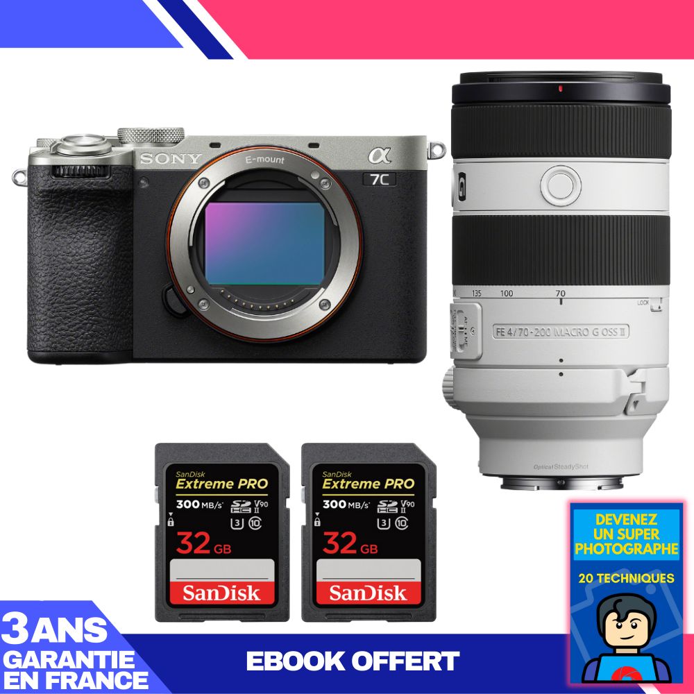 Boitier Sony A7C II + FE 70 200mm f4 Macro G OSS II + 2 SanDisk Extreme PRO UHS II SDXC 300 MB/ + Ebook 'Devenez Un Super Photographe - vue 4