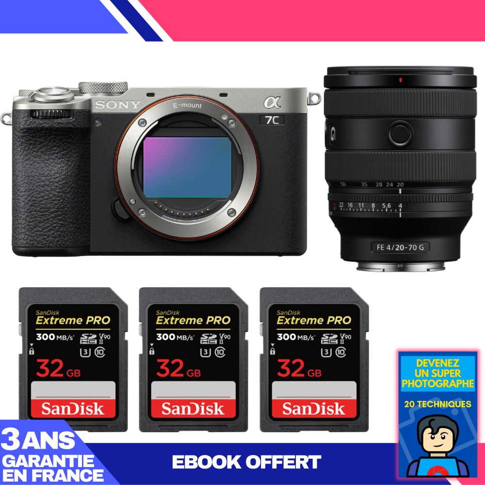 Boitier Sony A7C II + FE 20 70mm f4 G + 3 SanDisk Extreme PRO UHS II SDXC 300 MB/ + Ebook 'Devenez Un Super Photographe - vue 2