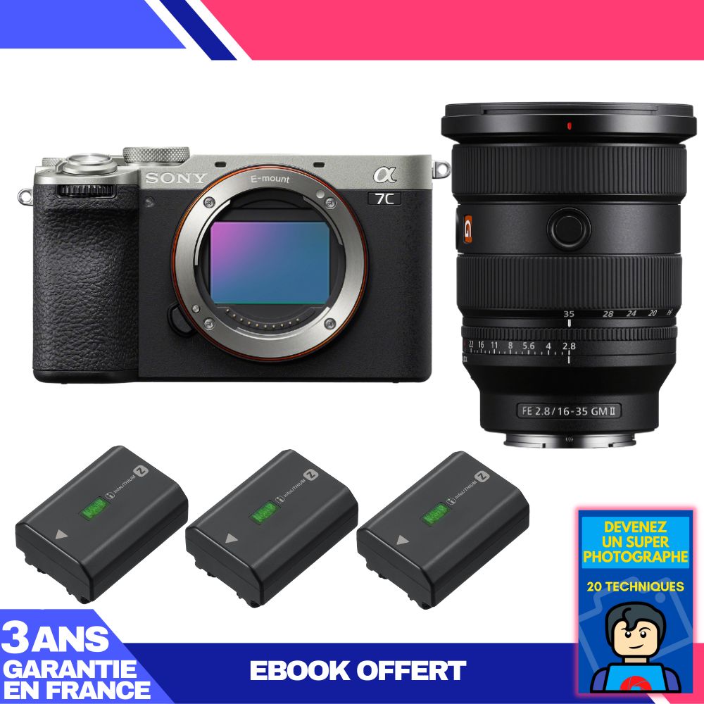 Boitier Sony A7C II + FE 16 35mm f2.8 GM II + 3 Sony NP FZ100 + Ebook 'Devenez Un Super Photographe