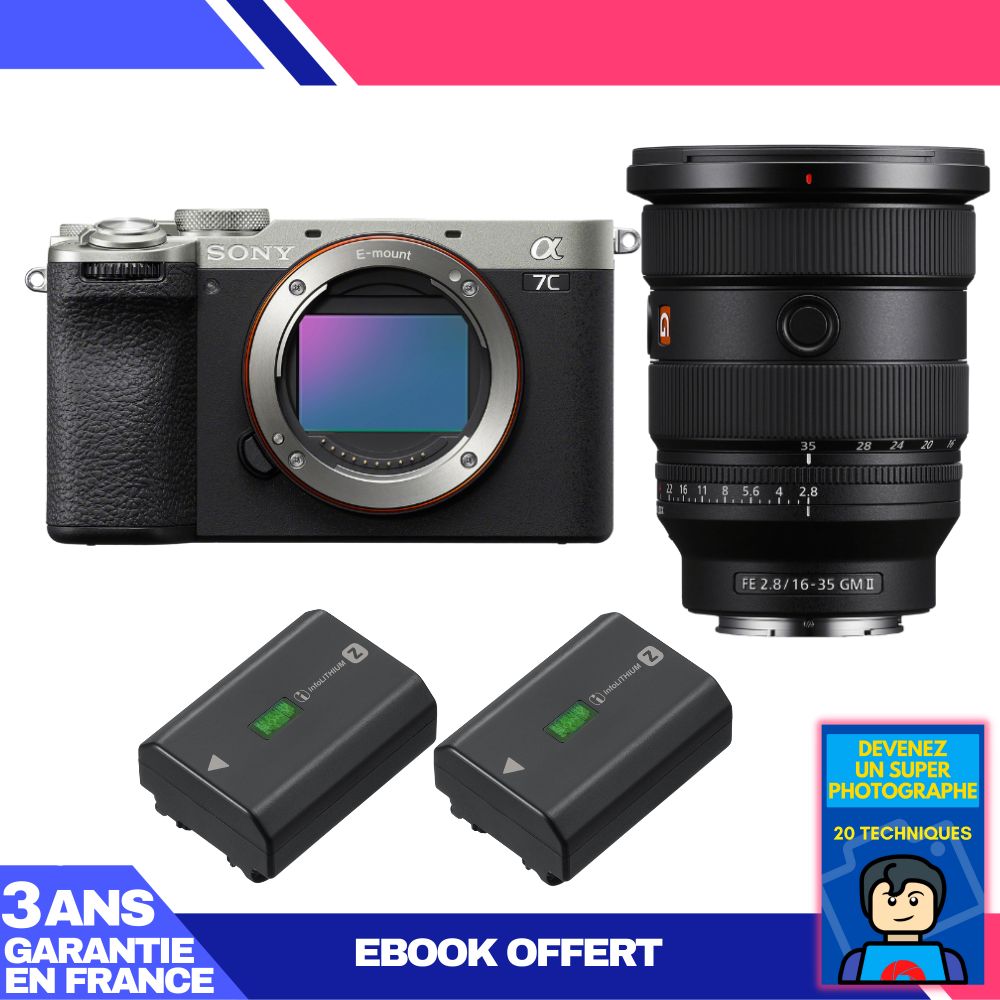 Boitier Sony A7C II + FE 16 35mm f2.8 GM II + 2 Sony NP FZ100 + Ebook 'Devenez Un Super Photographe