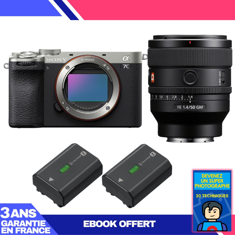 Boitier Sony A7C II + FE 50mm f1.4 GM + 2 Sony NP FZ100 + Ebook 'Devenez Un Super Photographe