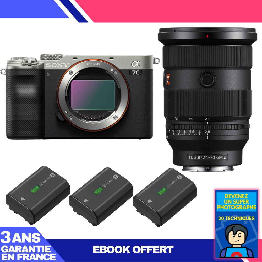 Boitier Sony A7C II + FE 24 70mm f2.8 GM II + 3 Sony NP FZ100 + Ebook 'Devenez Un Super Photographe