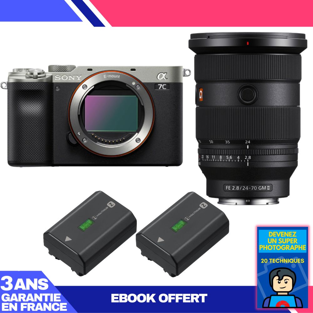 Boitier Sony A7C II + FE 24 70mm f2.8 GM II + 2 Sony NP FZ100 + Ebook 'Devenez Un Super Photographe