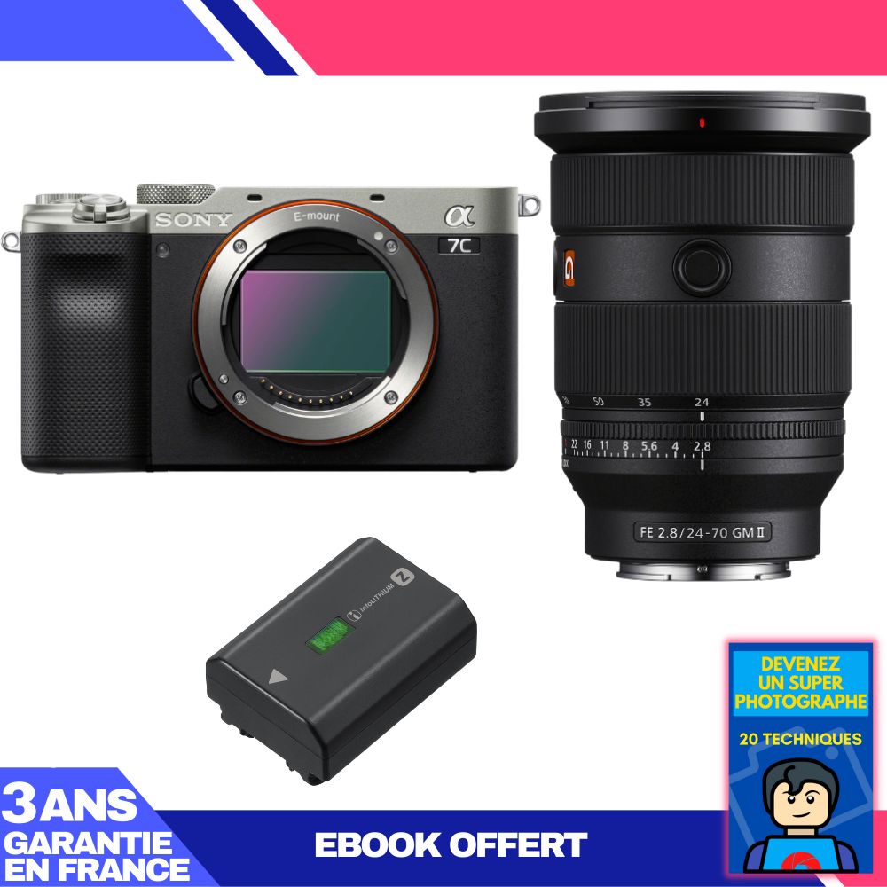 Boitier Sony A7C II + FE 24 70mm f2.8 GM II + 1 Sony NP FZ100 + Ebook 'Devenez Un Super Photographe