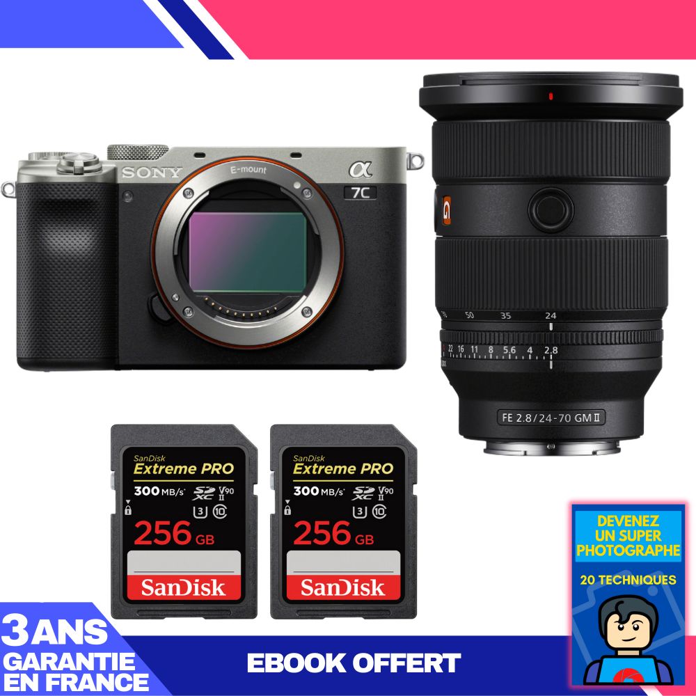Boitier Sony A7C II + FE 24 70mm f2.8 GM II + 2 SanDisk Extreme PRO UHS II SDXC 300 MB/ + Ebook 'Devenez Un Super Photographe - vue 3