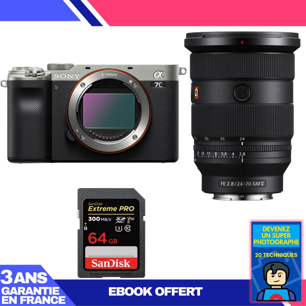 Boitier Sony A7C II + FE 24 70mm f2.8 GM II + 1 SanDisk Extreme PRO UHS II SDXC 300 MB/ + Ebook 'Devenez Un Super Photographe - vue 3