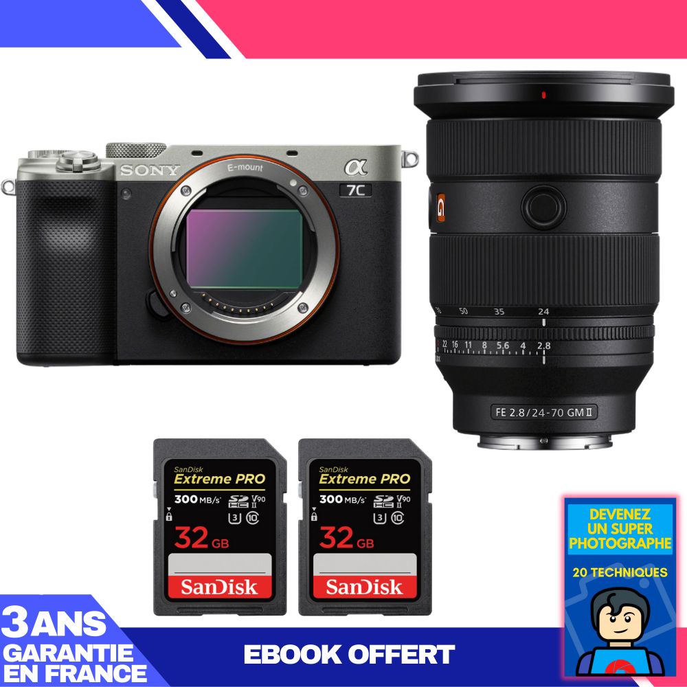 Boitier Sony A7C II + FE 24 70mm f2.8 GM II + 2 SanDisk Extreme PRO UHS II SDXC 300 MB/ + Ebook 'Devenez Un Super Photographe - vue 2